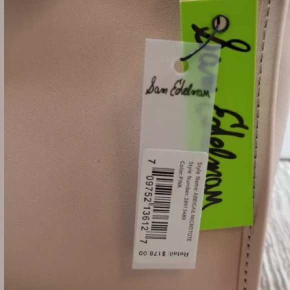$178 Sam Edelman Small Leather Tote Pink Dual Staps or Shoulder or Cross Body - Picture 10 of 11